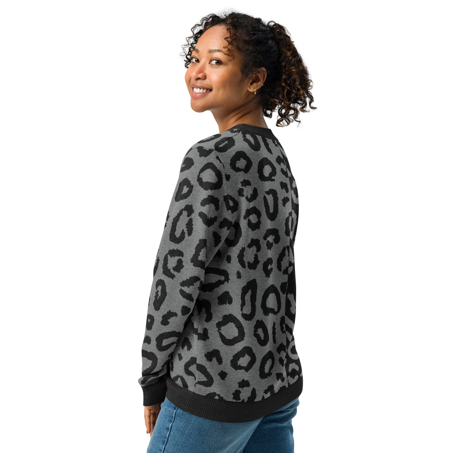 Leopard Knitted Crew Neck Sweater