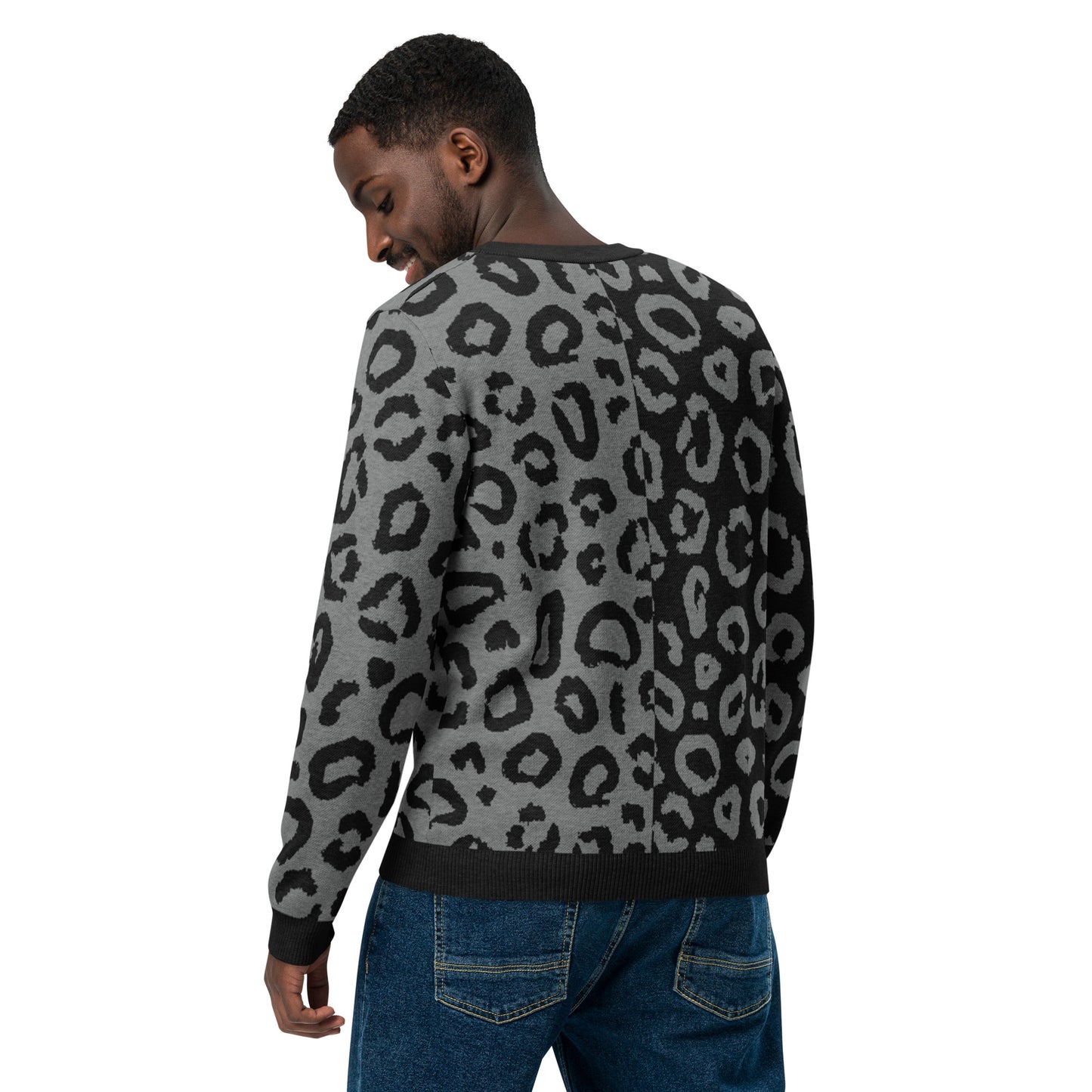 Leopard Knitted Crew Neck Sweater