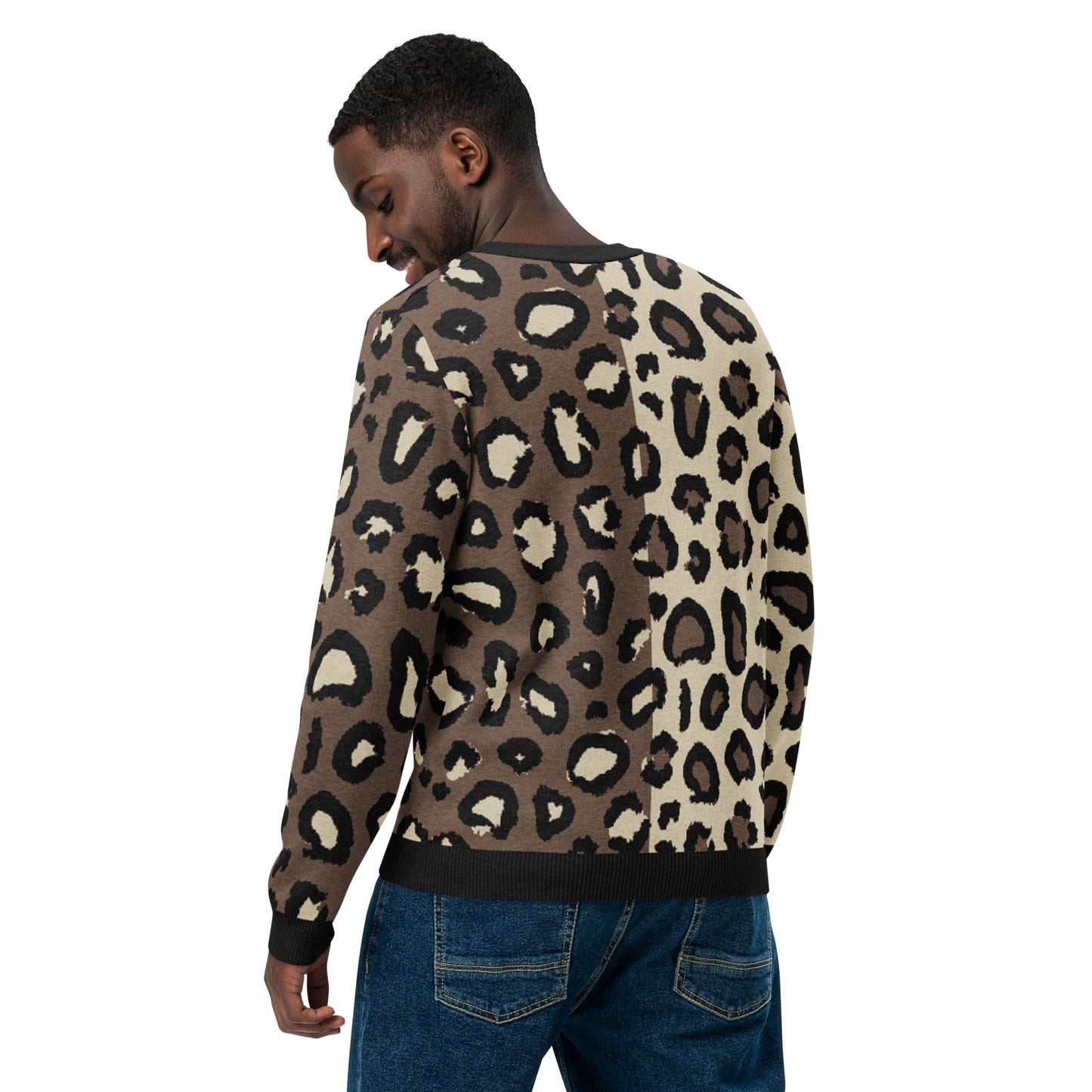 Leopard Knitted Crew Neck Sweater