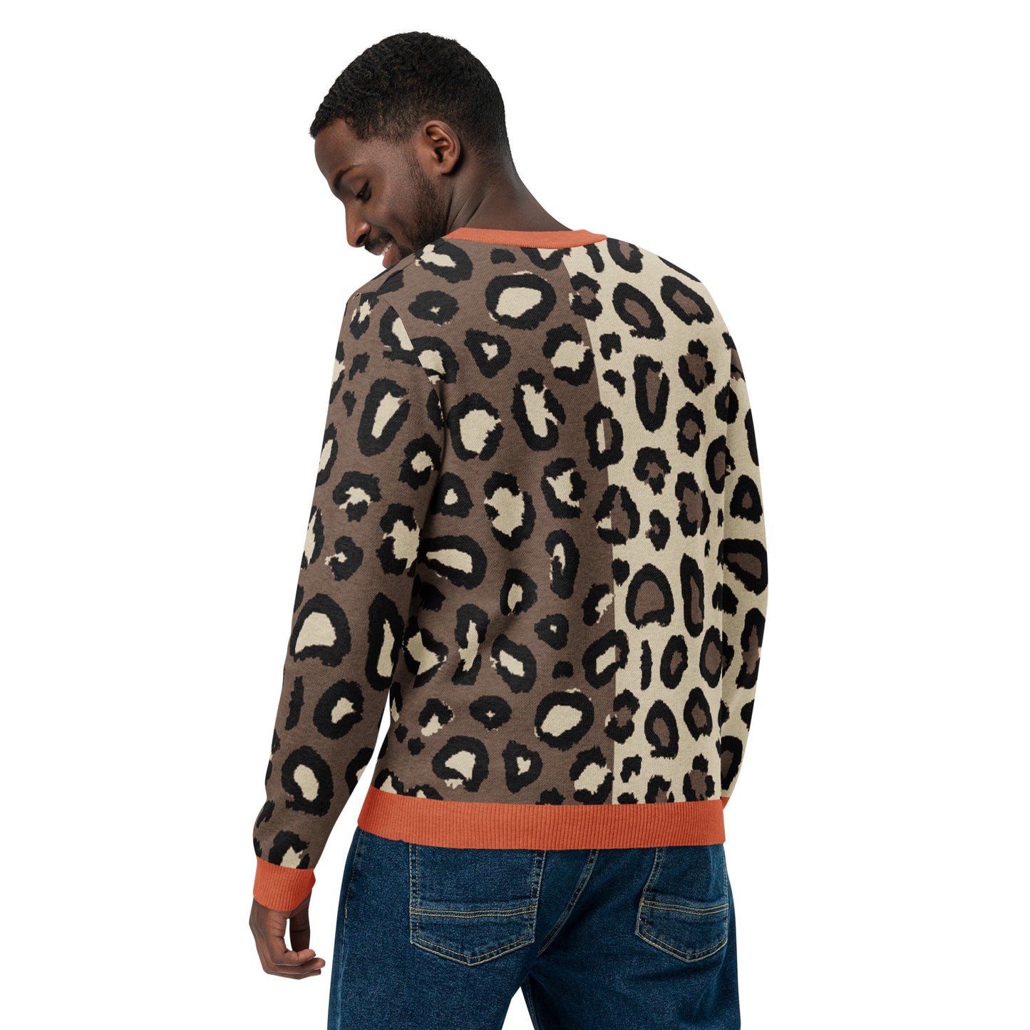 Leopard Knitted Crew Neck Sweater