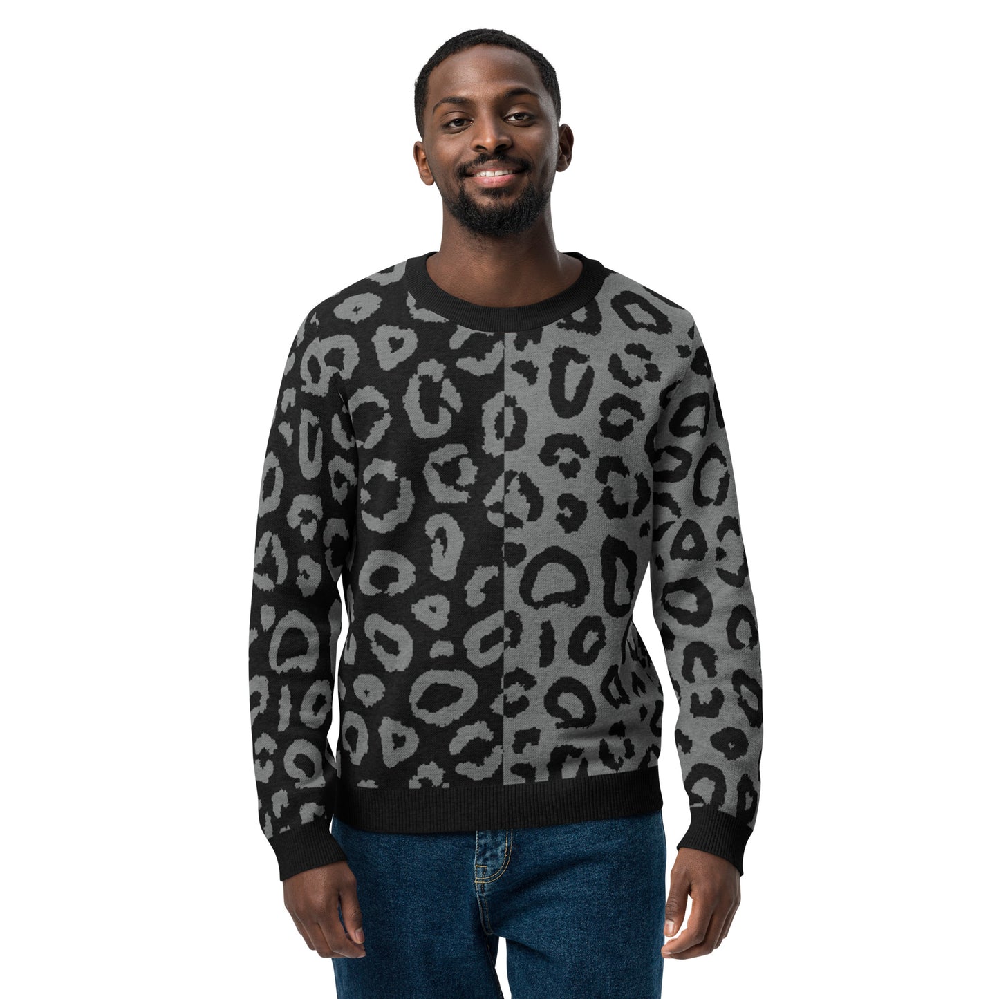Leopard Knitted Crew Neck Sweater