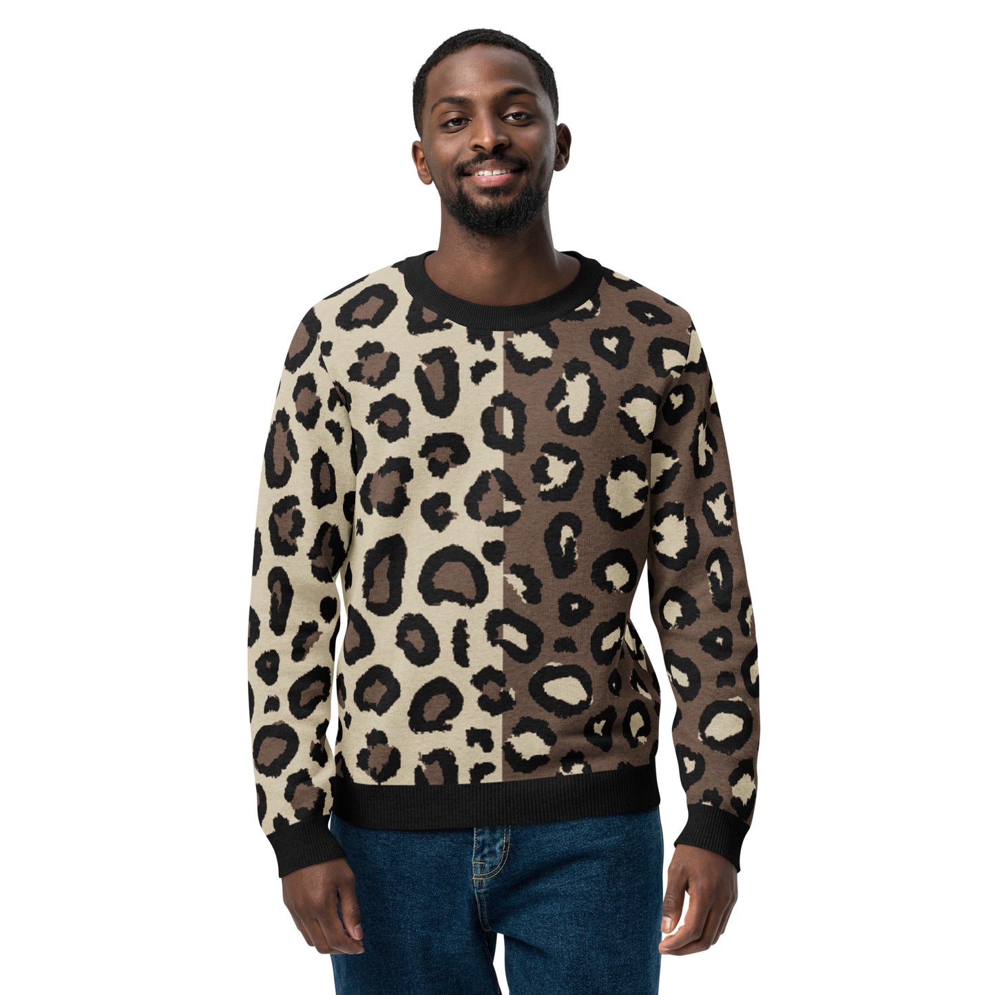Leopard Knitted Crew Neck Sweater