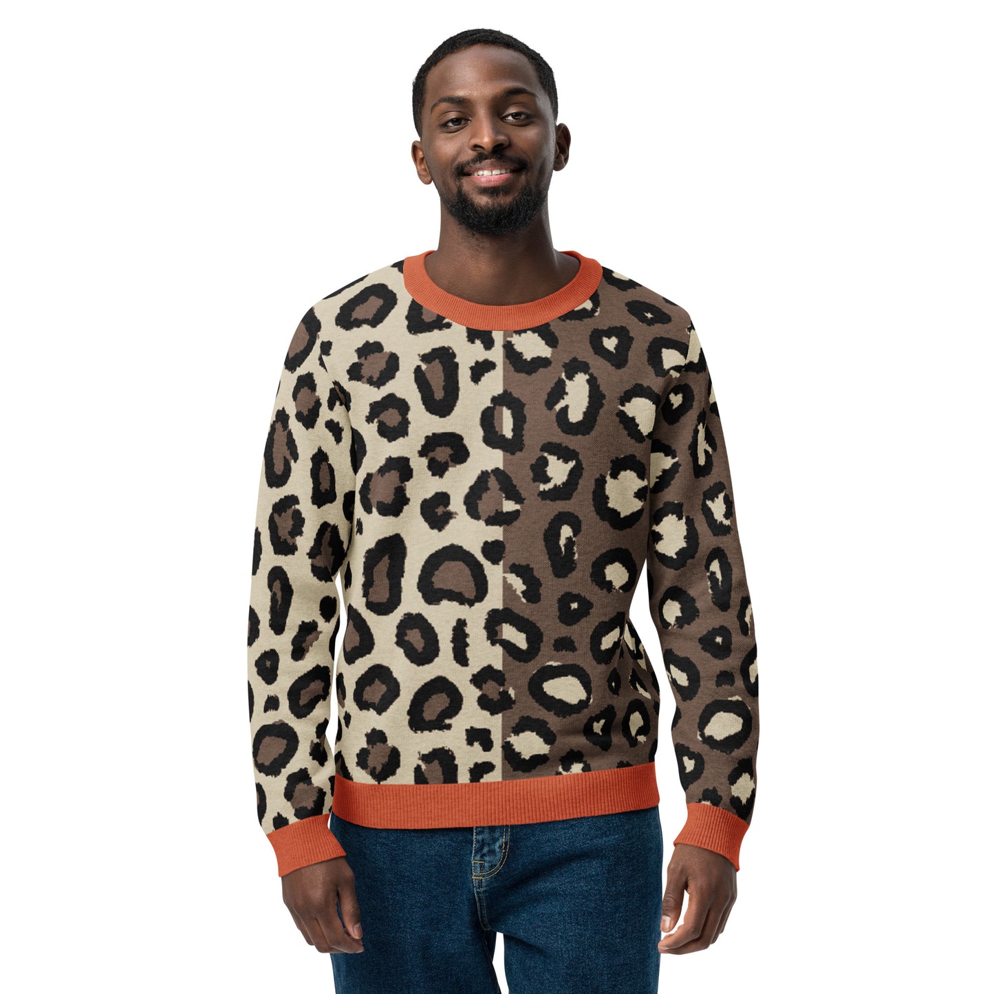 Leopard Knitted Crew Neck Sweater