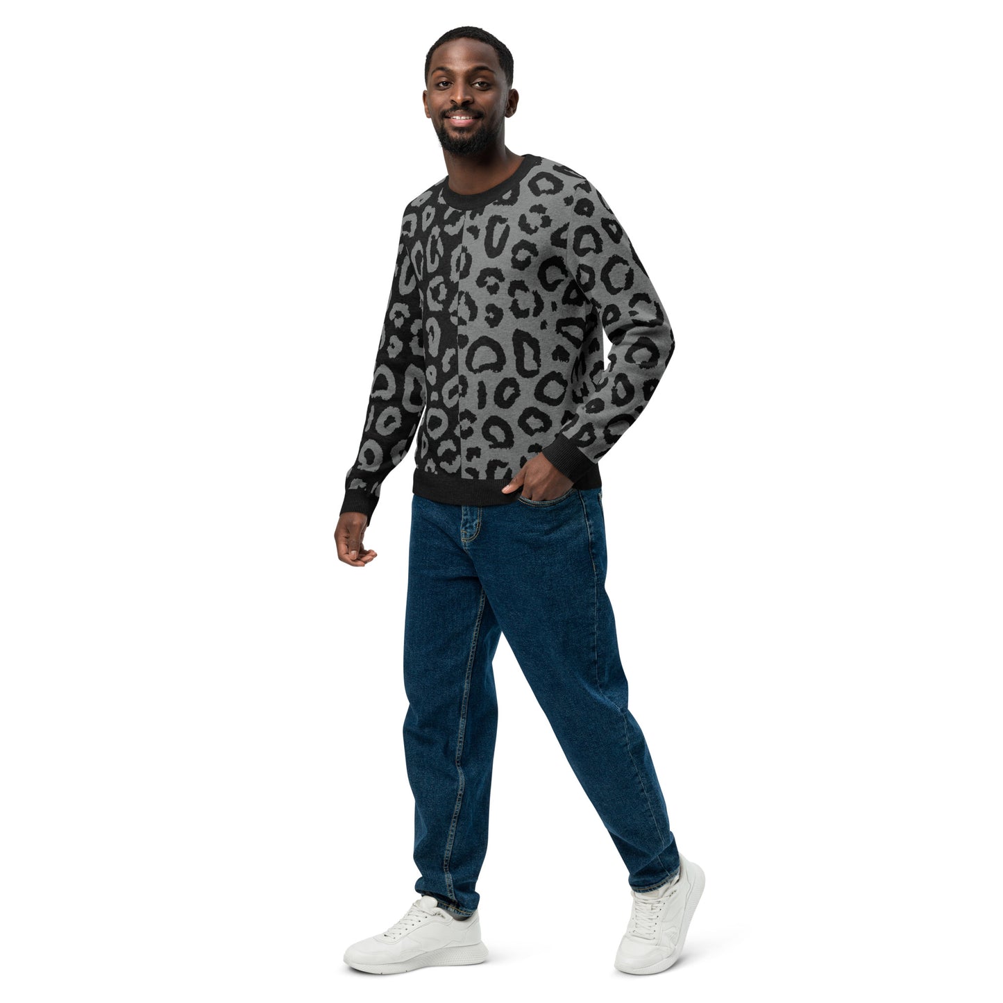 Leopard Knitted Crew Neck Sweater