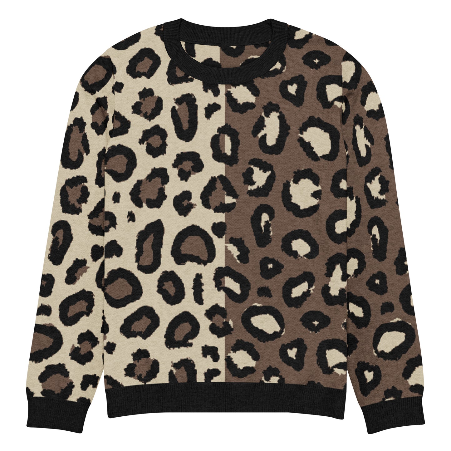 Leopard Knitted Crew Neck Sweater