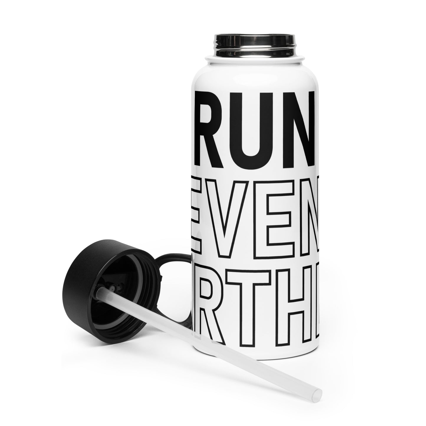 Run Even Farther Printed Stainless Steel Water Bottle with a Straw Lid