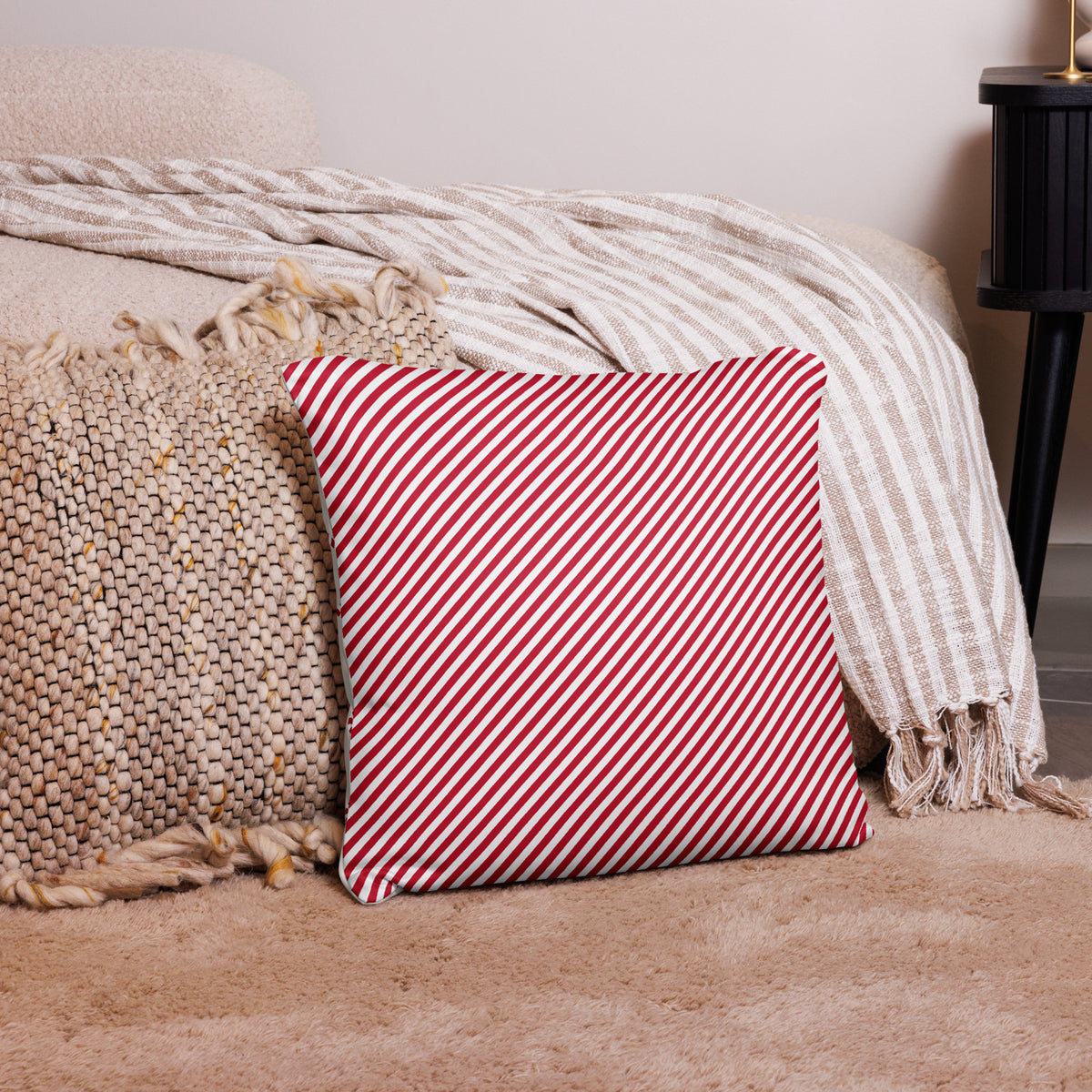 Candy Cane and Stripes Reversible Pillow - Christmas Pillow