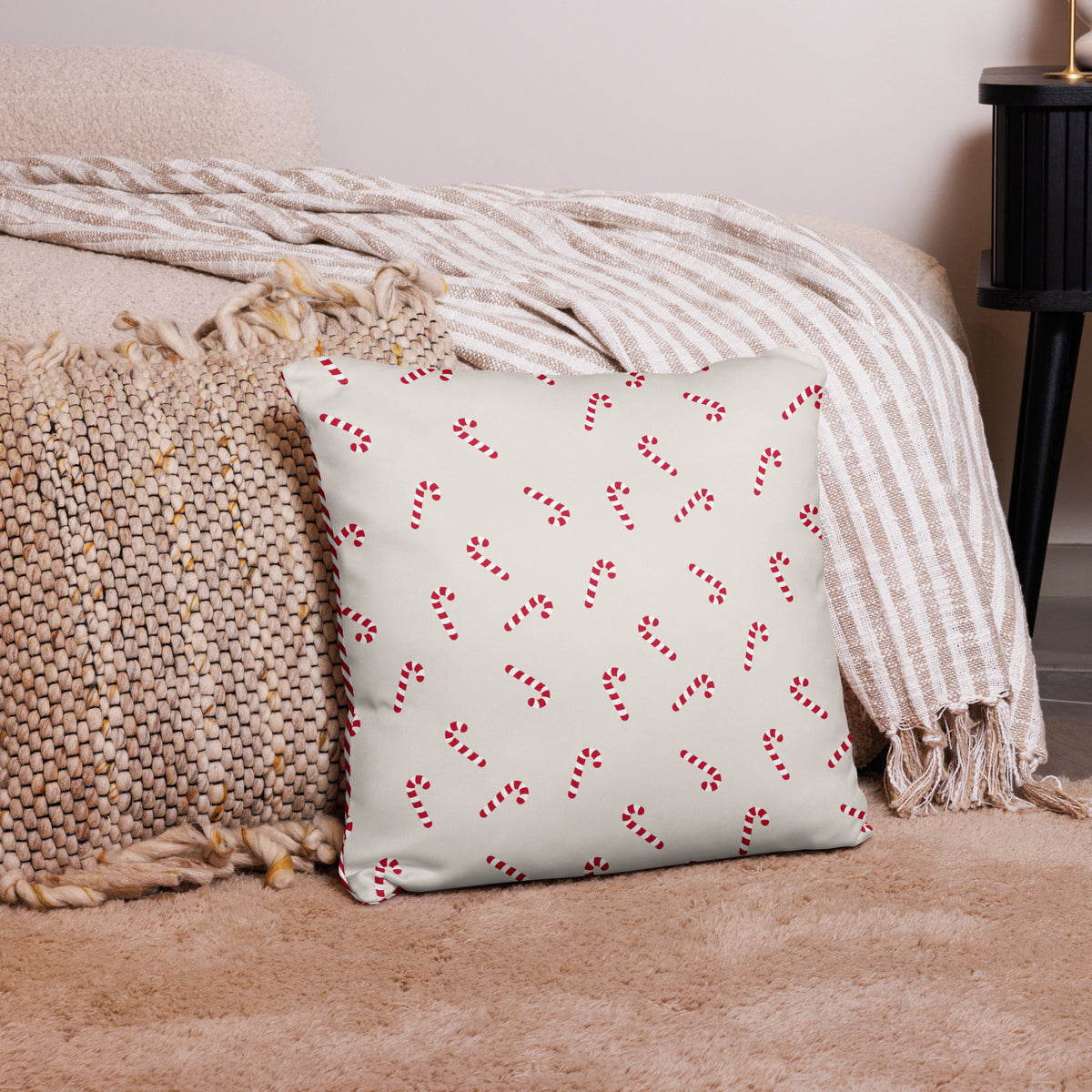 Candy Cane and Stripes Reversible Pillow - Christmas Pillow