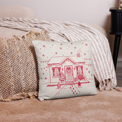 Christmas House Pillow Reversible to Stripes - Christmas Pillow