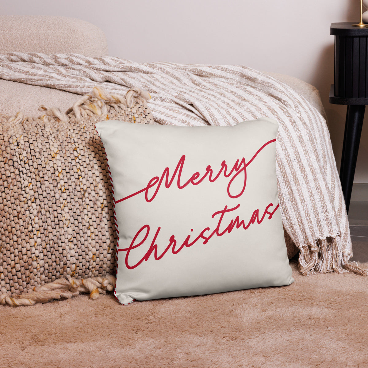 Merry Christmas Reversible to Stripes Pillow - Christmas Pillow