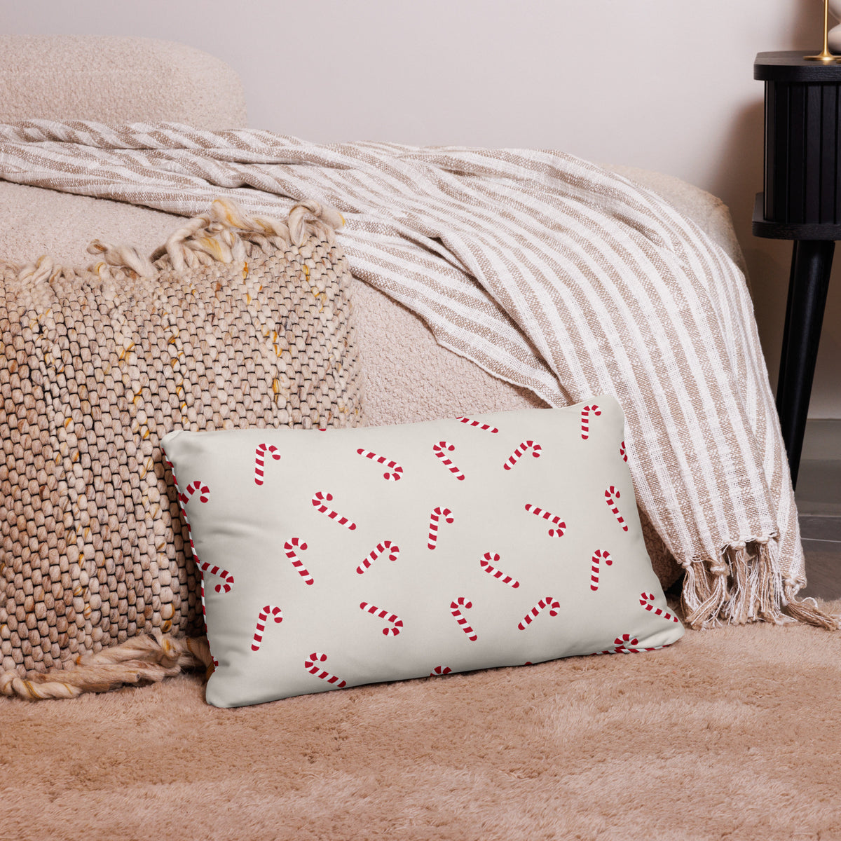 Candy Cane and Stripes Reversible Pillow - Christmas Pillow