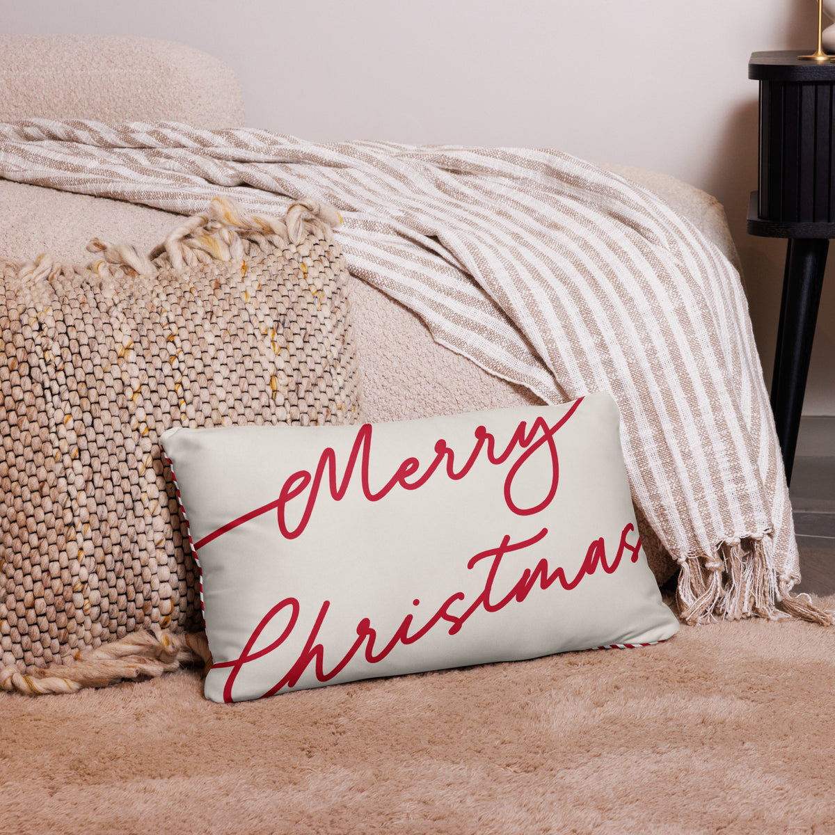 Merry Christmas Reversible to Stripes Pillow - Christmas Pillow