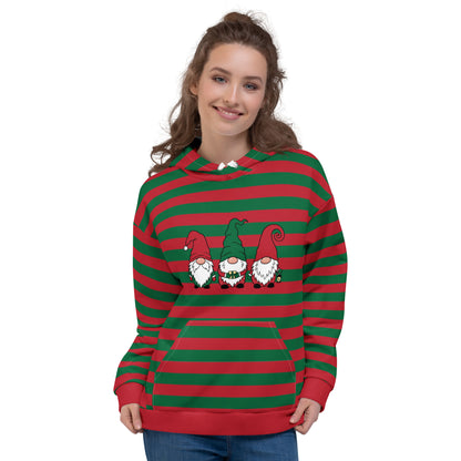 Striped Gnomes Unisex Hoodie - Christmas Hoodie - Christmas Sweater