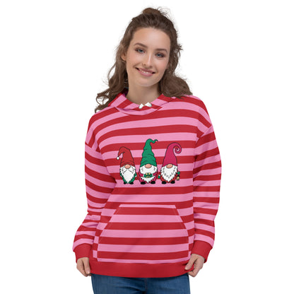 Striped Gnomes Unisex Hoodie - Christmas Hoodie - Christmas Sweater