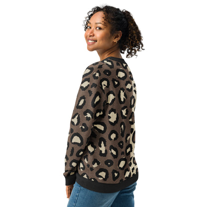 Leopard Knitted Crew Neck Sweater