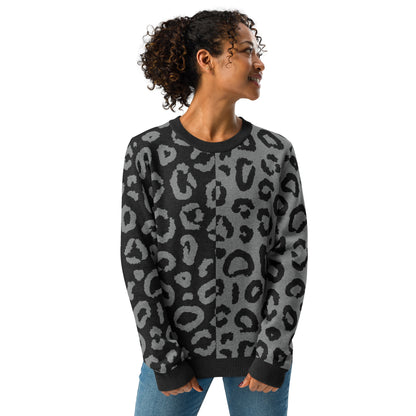 Leopard Knitted Crew Neck Sweater
