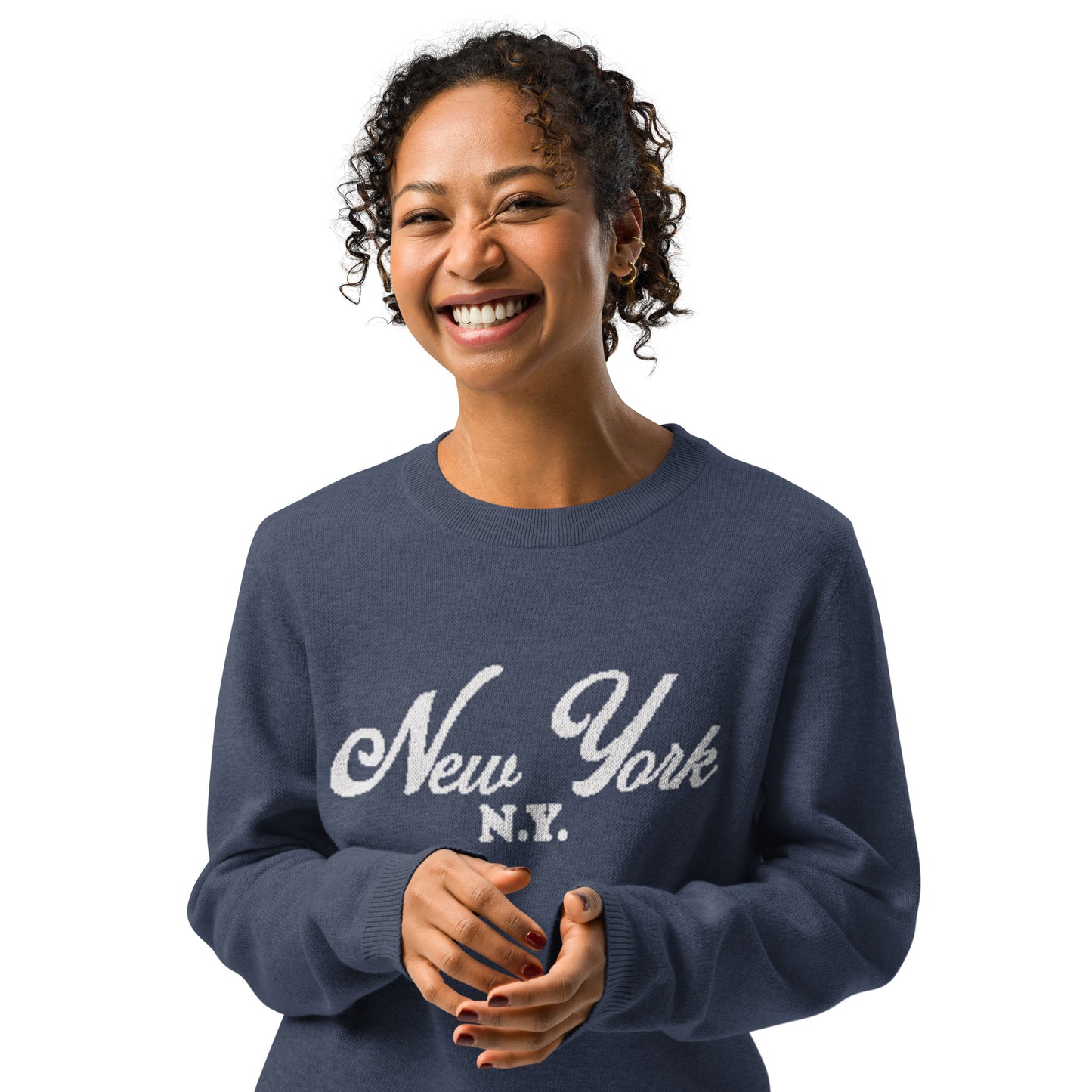 New York NY Knitted Crew Neck Sweater - New York Knitted Sweater