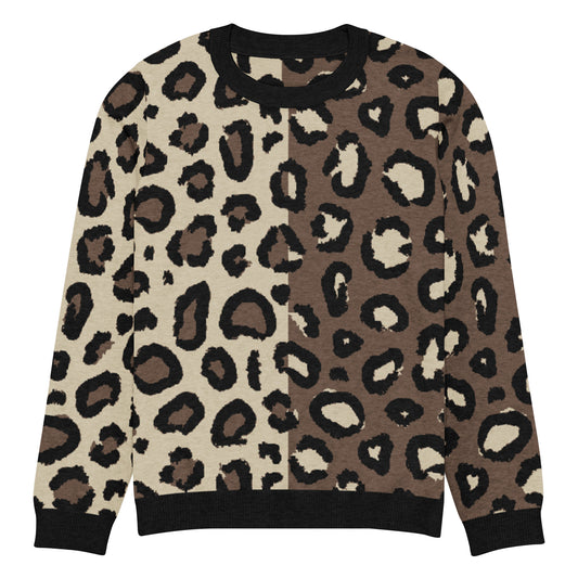 Leopard Knitted Crew Neck Sweater
