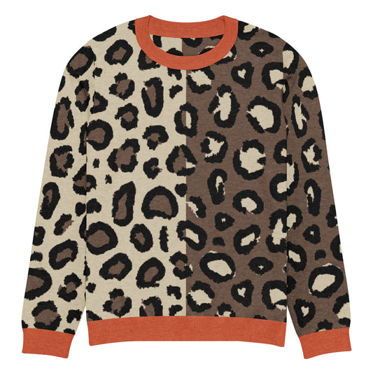 Leopard Knitted Crew Neck Sweater