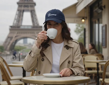 Bisous Dad Hat with Embroidery and Lips on the back