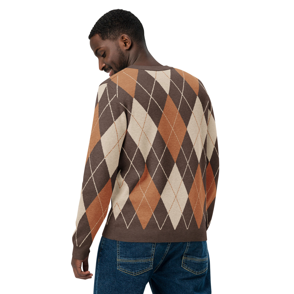Argyle Knitted Crew Neck Sweater