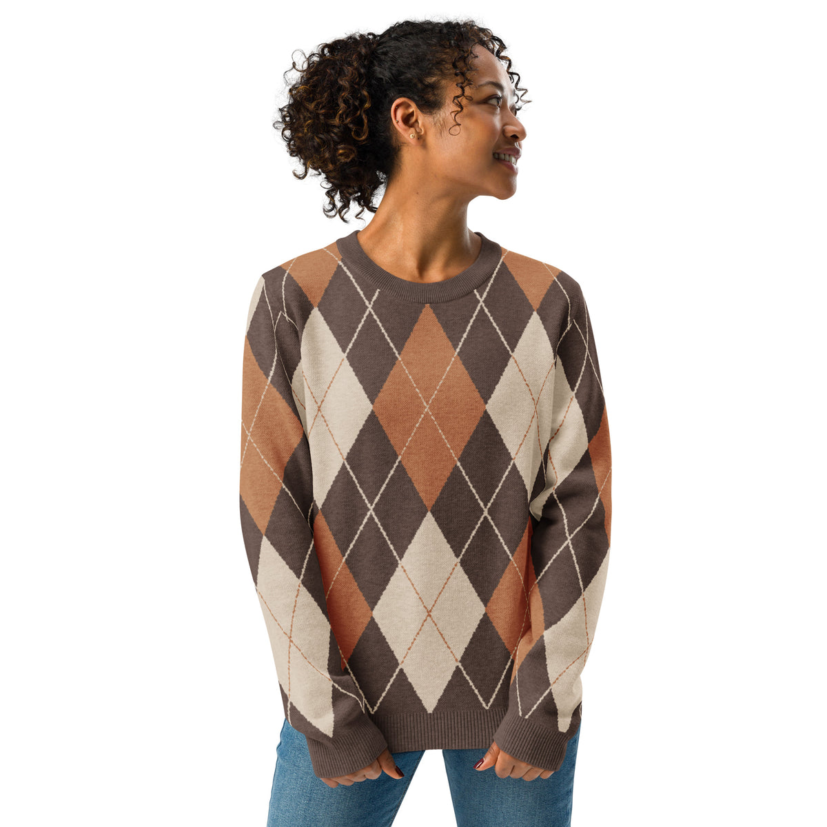 Argyle Knitted Crew Neck Sweater