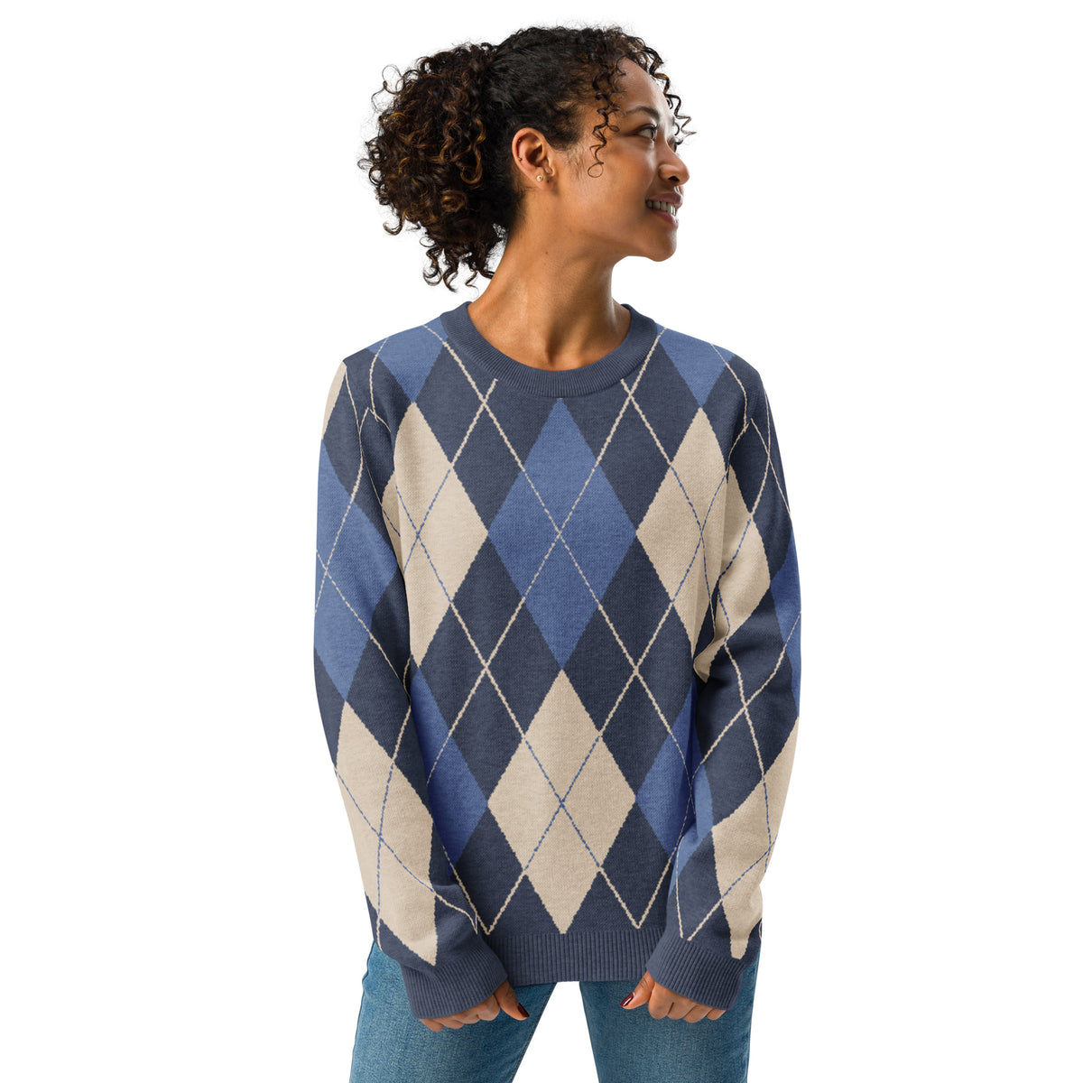 Argyle Knitted Crew Neck Sweater