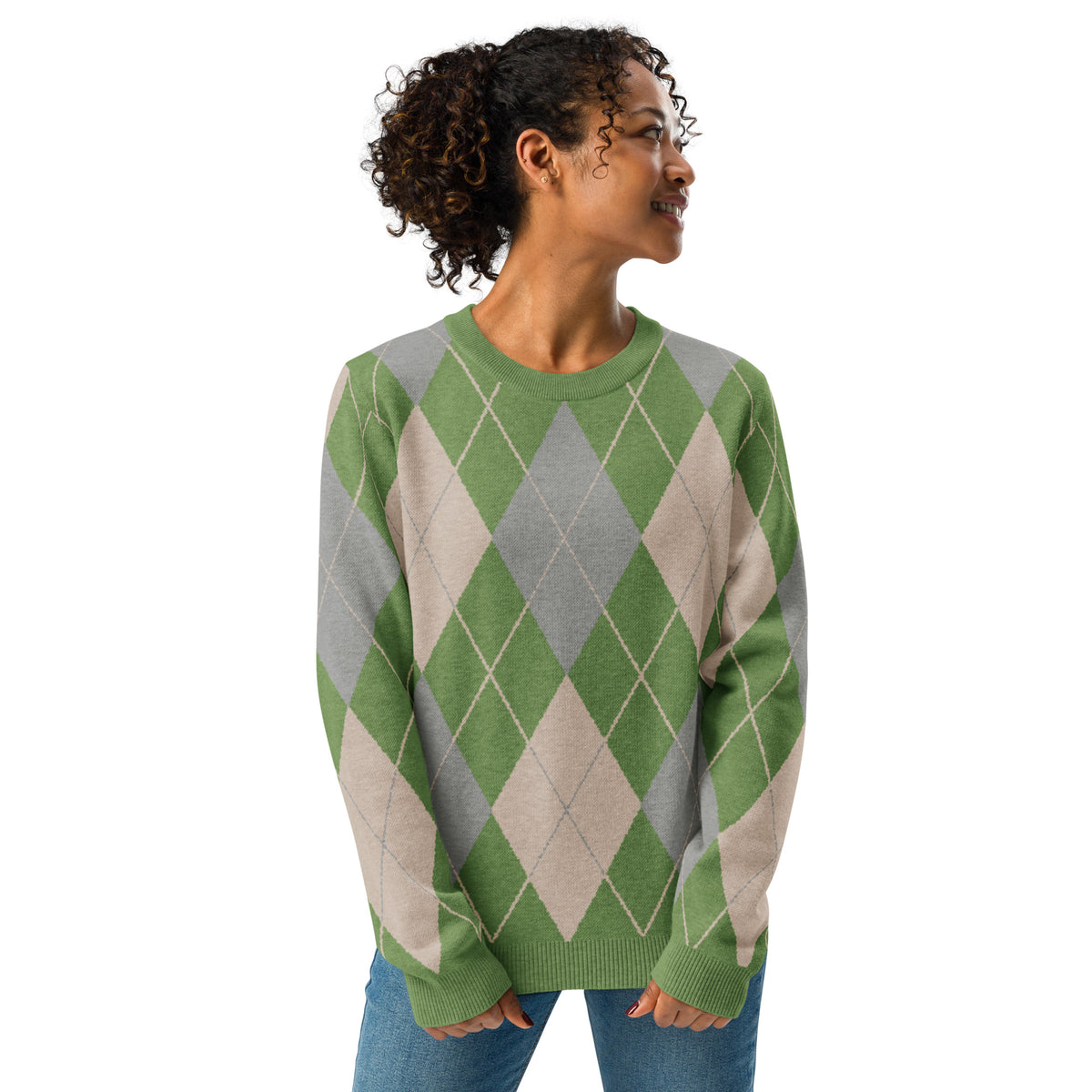 Argyle Knitted Crew Neck Sweater