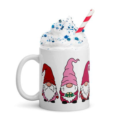 Christmas Gnomes White Glossy Mug