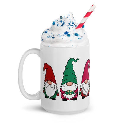 Christmas Gnomes White Glossy Mug