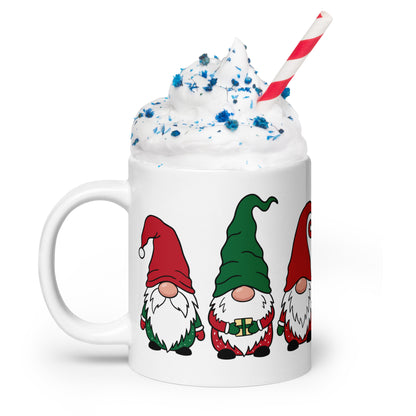 Christmas Gnomes White Glossy Mug