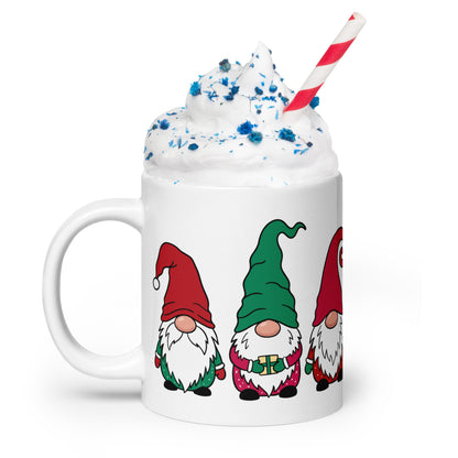 Christmas Gnomes White Glossy Mug